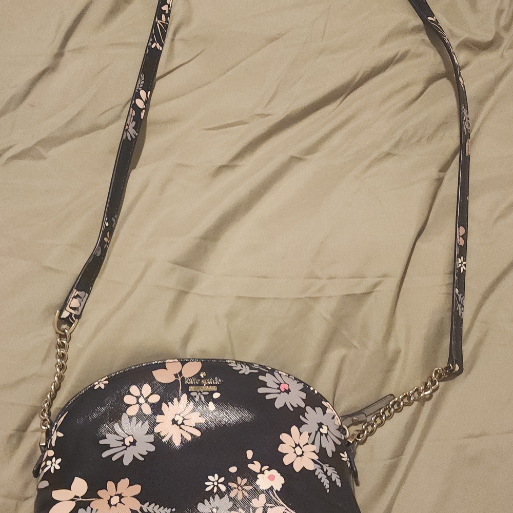 Kate Spade Pink Floral Black Crossbody Bag